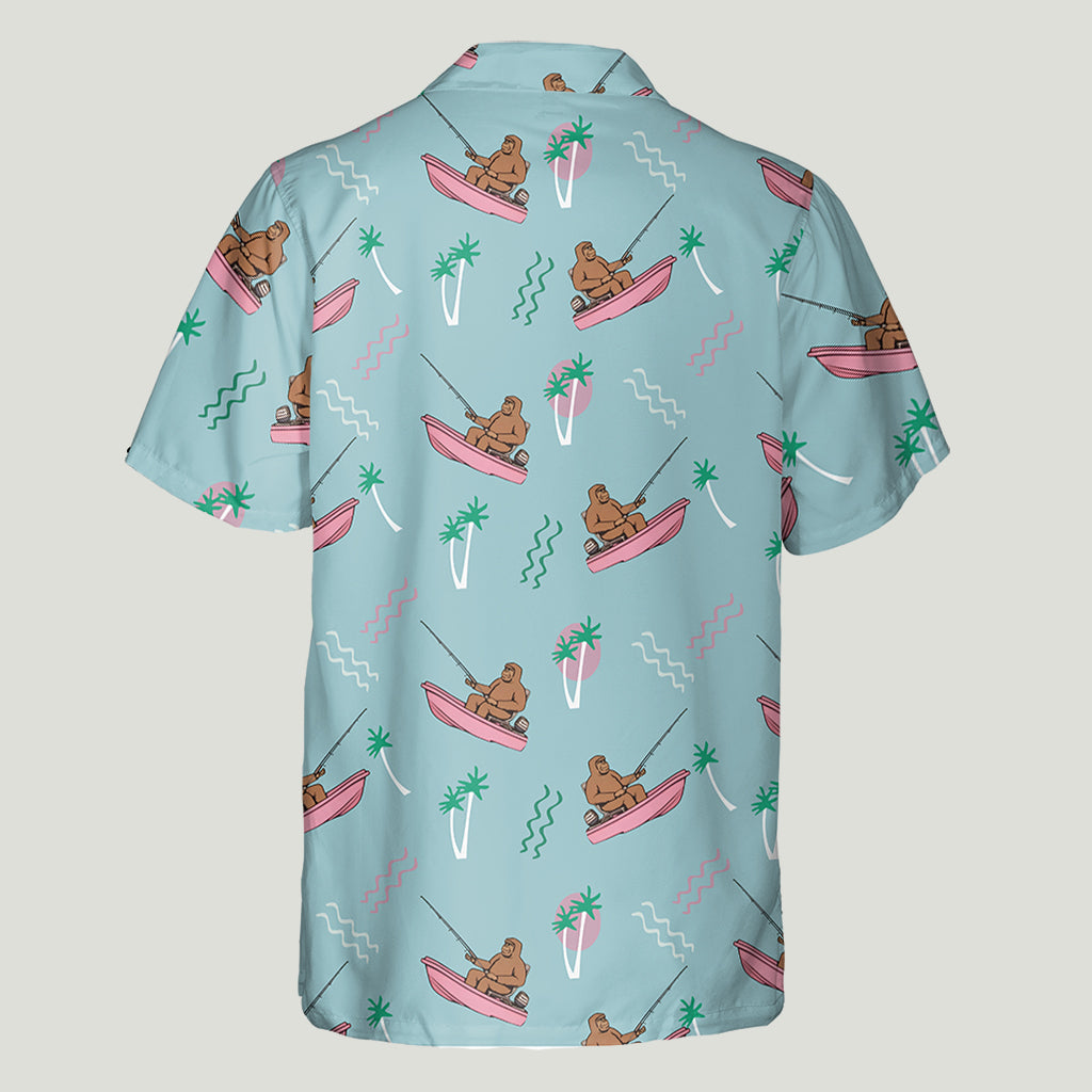 Funny Bigfoot Fishing Shirt - Personalized Fishing Hawaiian Shirt