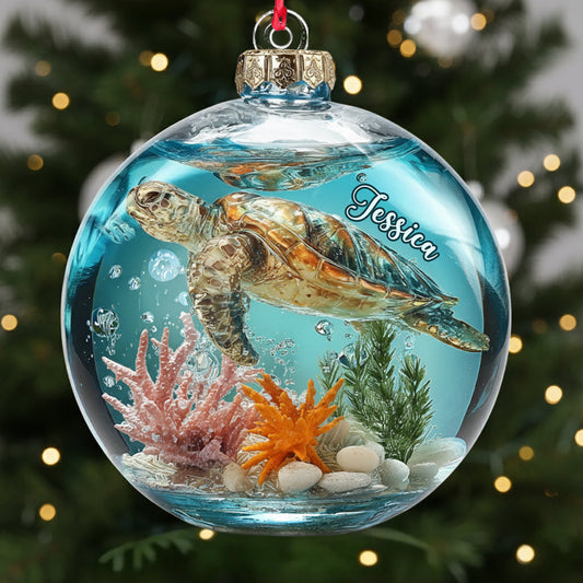 Beautiful Turtle - Personalized Turtle Transparent Ornament