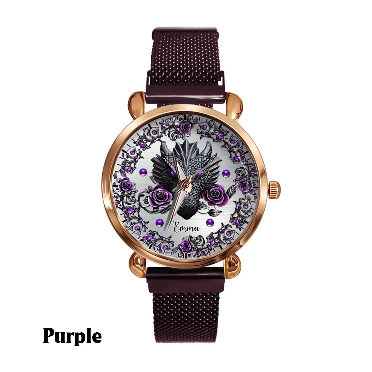 Dragon And Roses - Personalized Dragon Women Hand Watch