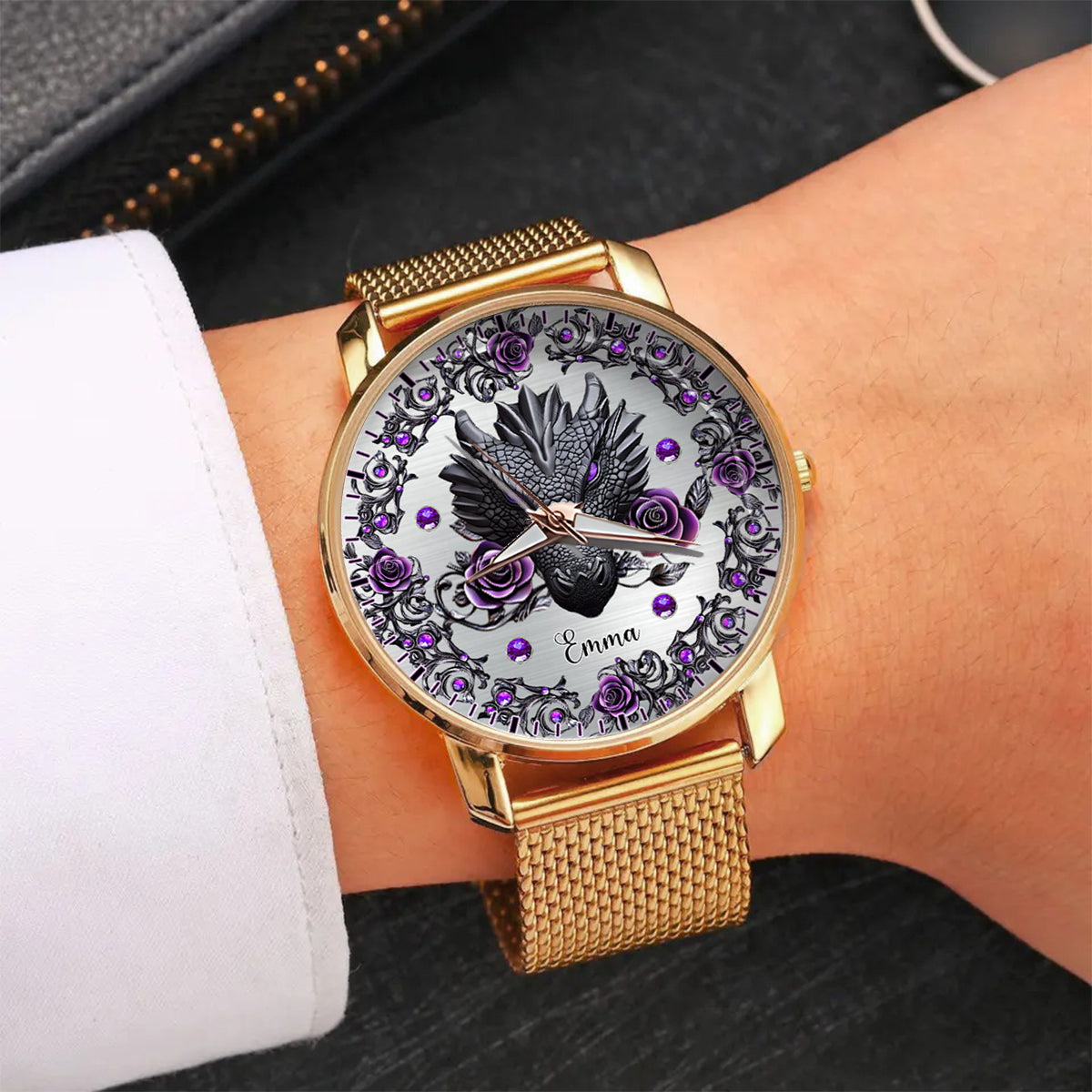 Dragon And Roses - Personalized Dragon Women Hand Watch