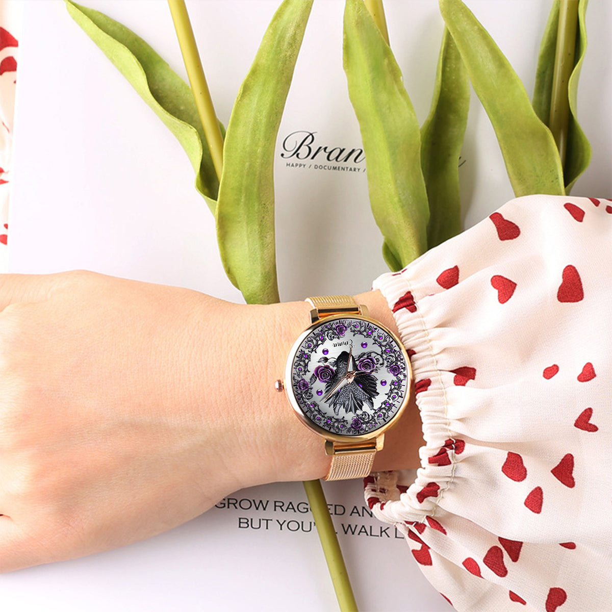 Dragon And Roses - Personalized Dragon Women Hand Watch