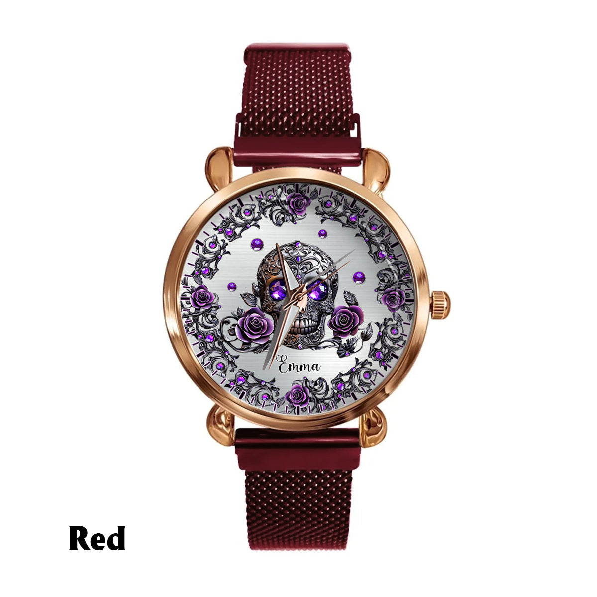Beautiful Skull And Roses - Personalized Skull Women Hand Watch
