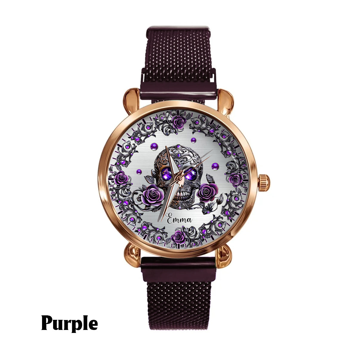 Beautiful Skull And Roses - Personalized Skull Women Hand Watch