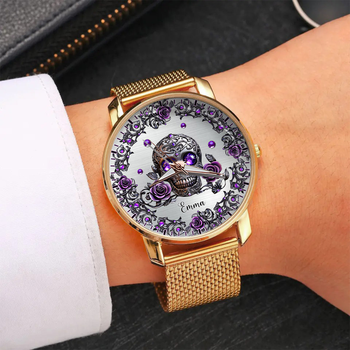 Beautiful Skull And Roses - Personalized Skull Women Hand Watch