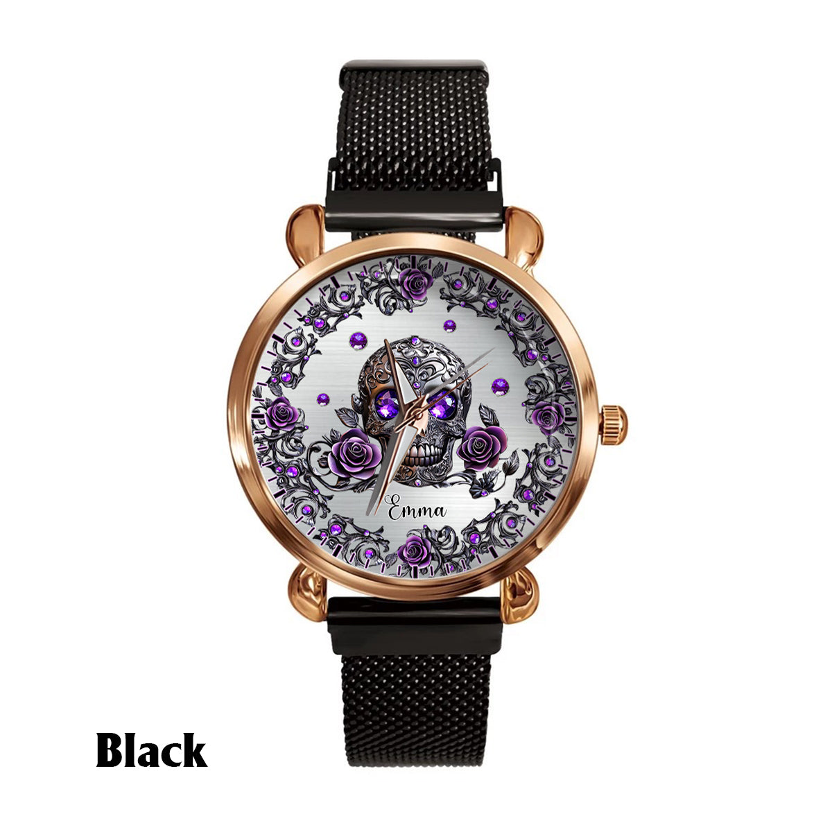 Beautiful Skull And Roses - Personalized Skull Women Hand Watch