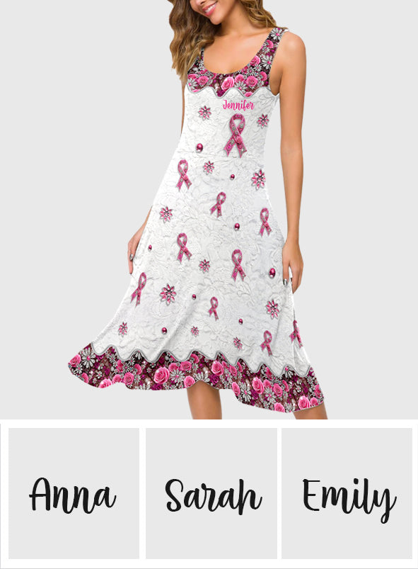 Brustkrebsbewusstsein – Personalisiertes ärmelloses Kleid zum Thema Brustkrebsbewusstsein
