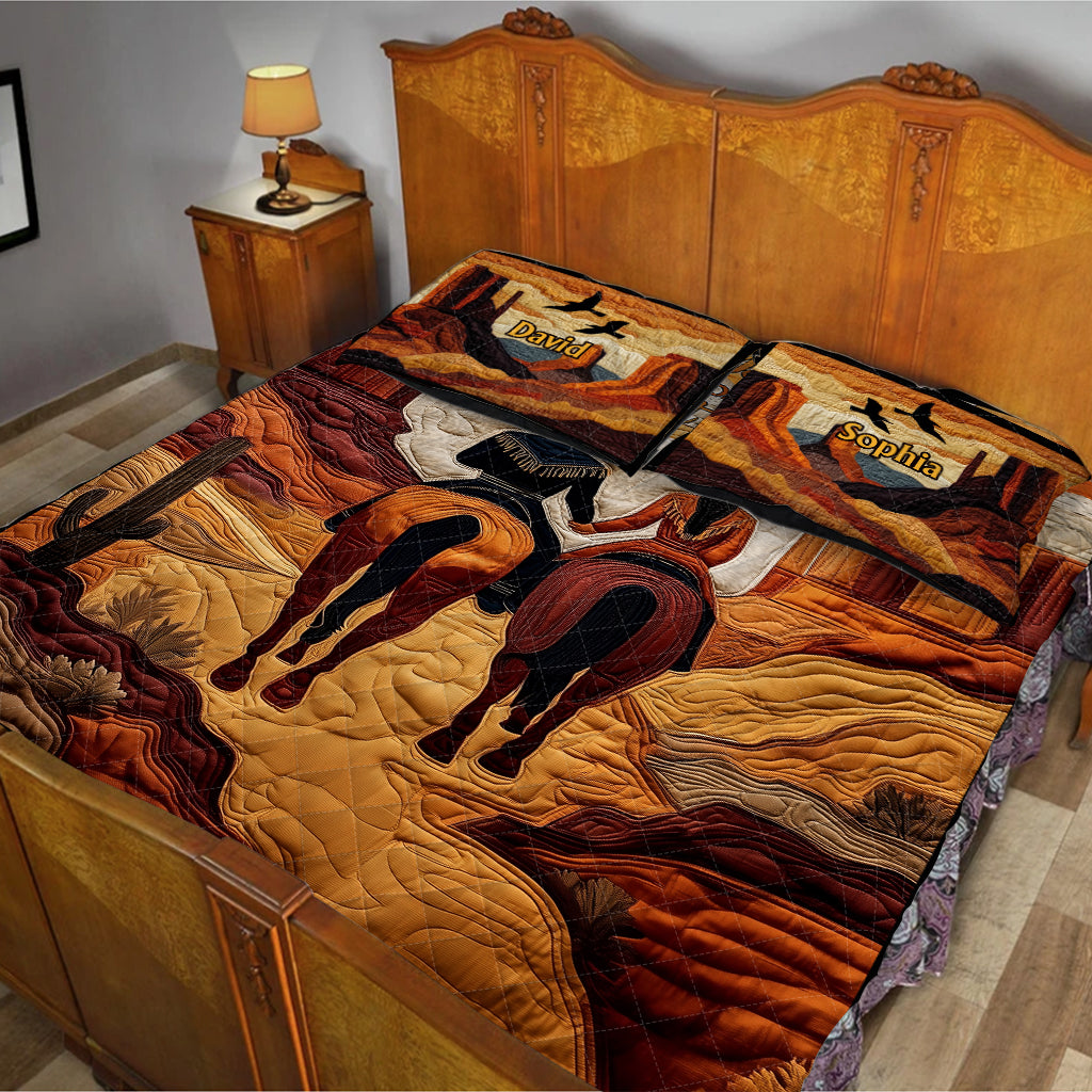 Gott segnete den zerbrochenen Weg – personalisiertes Cowgirl-Quilt-Set