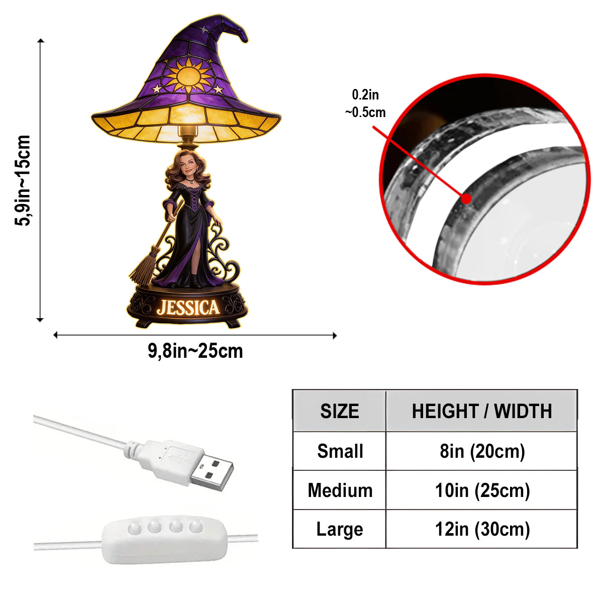 Custom Any Photo Witch Style - Personalized Witch Acrylic LED Night Light