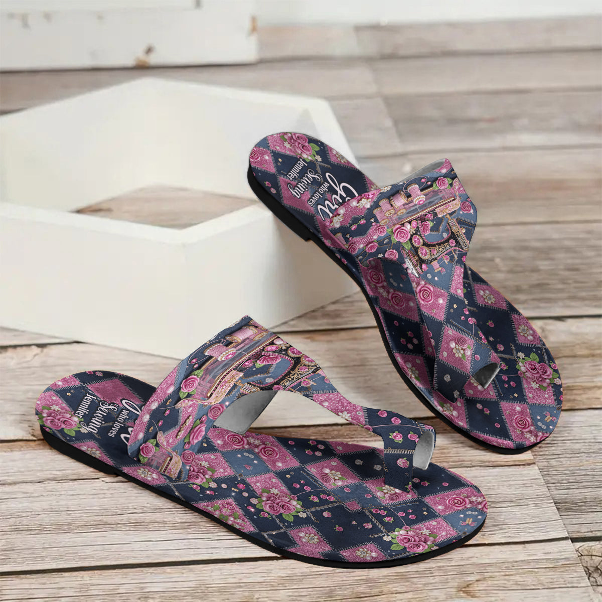 Einfach eine Frau, die gerne näht – personalisierte offene Sandalen zum Nähen
