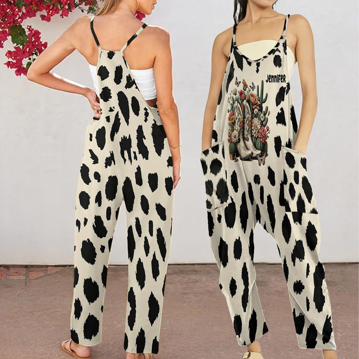 Western-Cowgirl-Stiefel – Personalisierte, locker sitzende Cowgirl-Overalls/Strampler