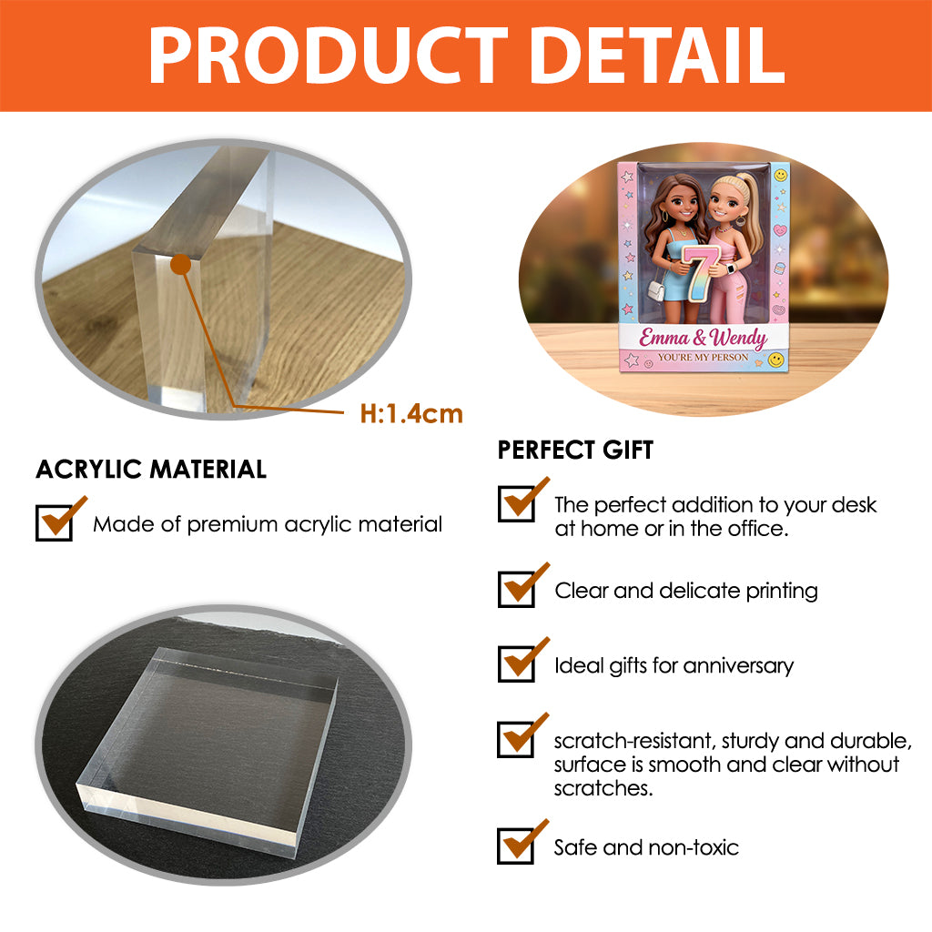 Custom Any Photo Bestie Anniversary - Personalized Bestie Custom Shaped Acrylic Plaque