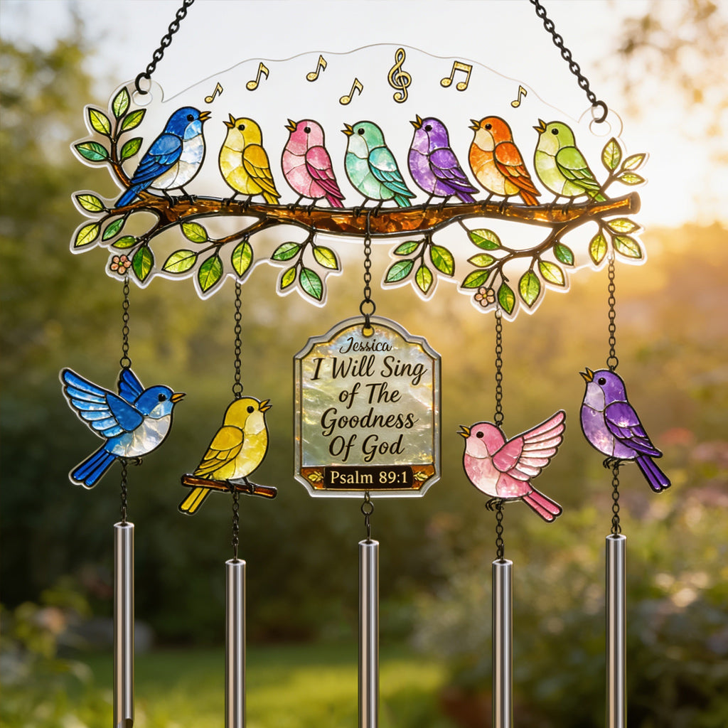 I Will Sing Of The Goodness Of God - Personalized Christian Wind Chime With Charm