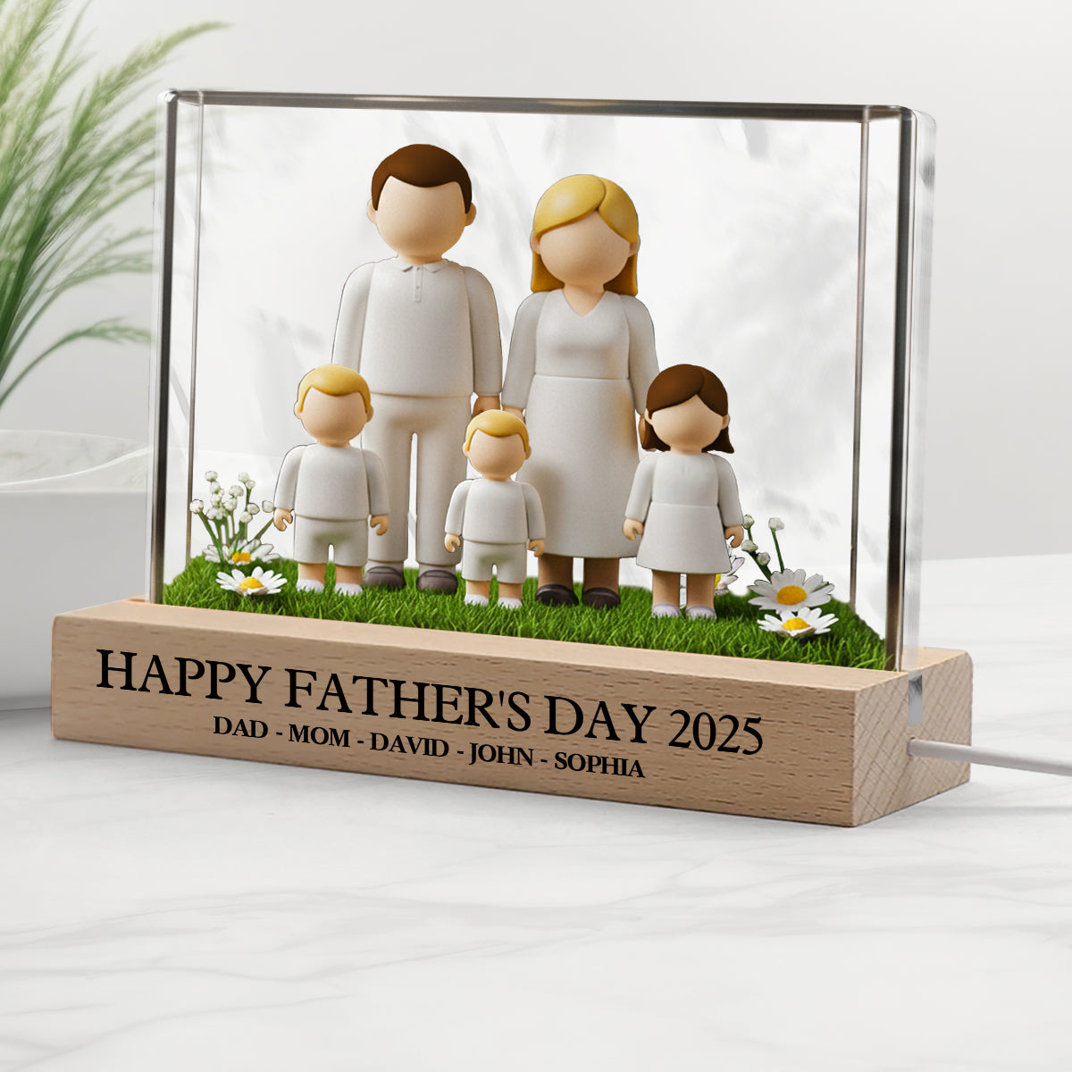 Alles Gute zum Vatertag 2025 – Personalisierte LED-Nachtleuchte in Familienform