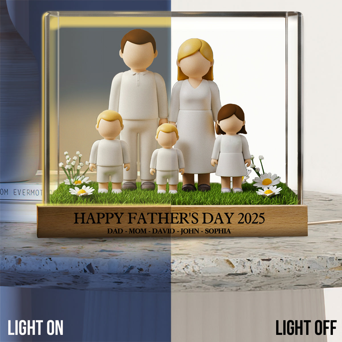 Alles Gute zum Vatertag 2025 – Personalisierte LED-Nachtleuchte in Familienform