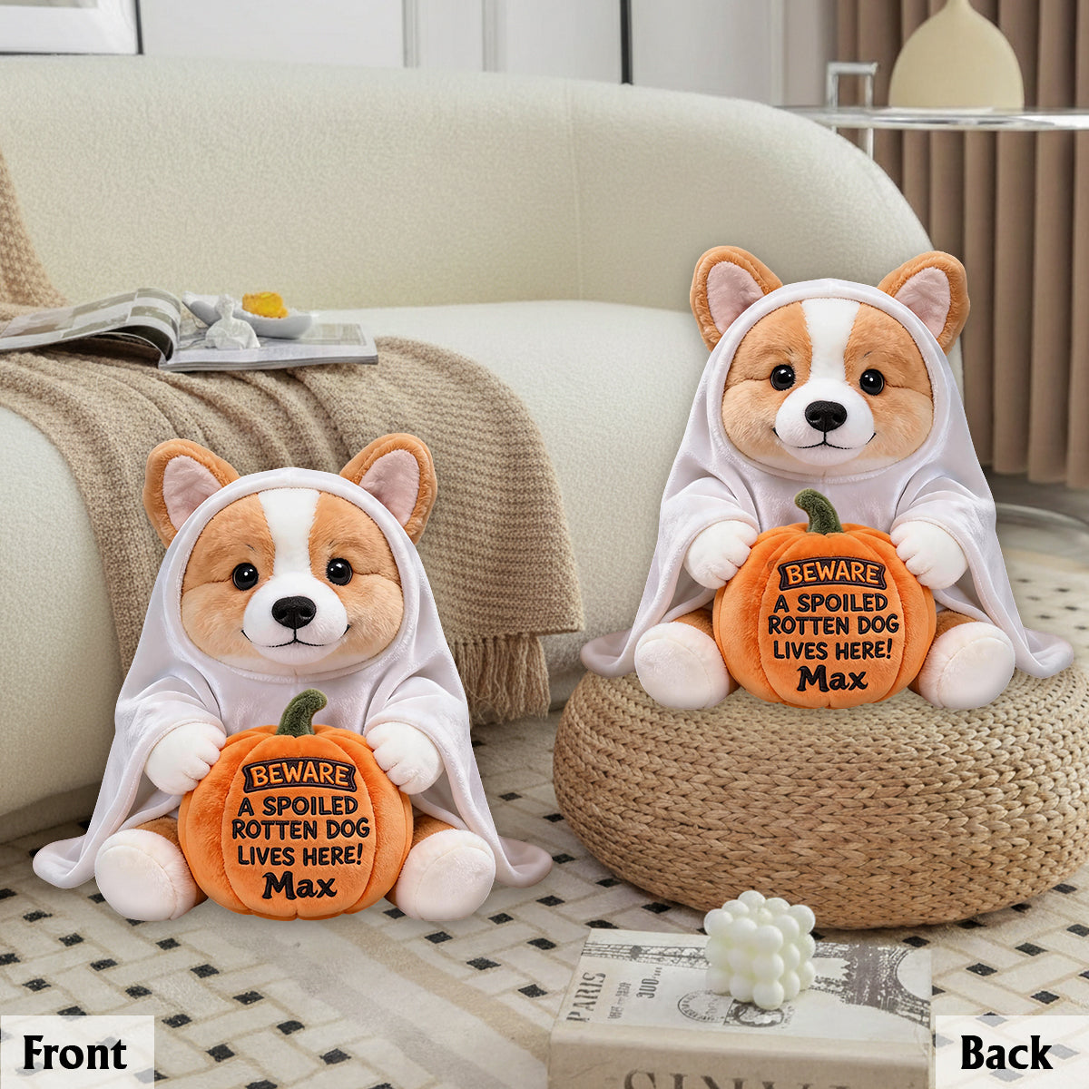 Pet Halloween - Personalized Dog Premium Faux Fur Pillow
