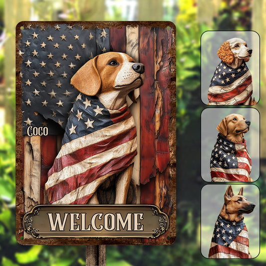 Stolzer Hund in Ruhm gehüllt – Personalisierte rechteckige Metalltafel mit Hund