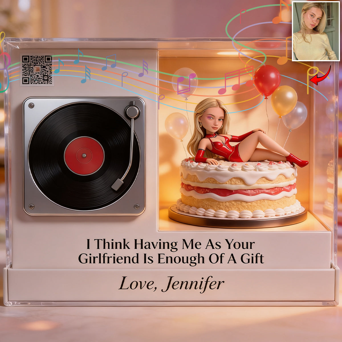 Having Me As Your Girlfriend Is Enough Of A Gift - Personalized Spicy Couple Custom Shape Music Magnet