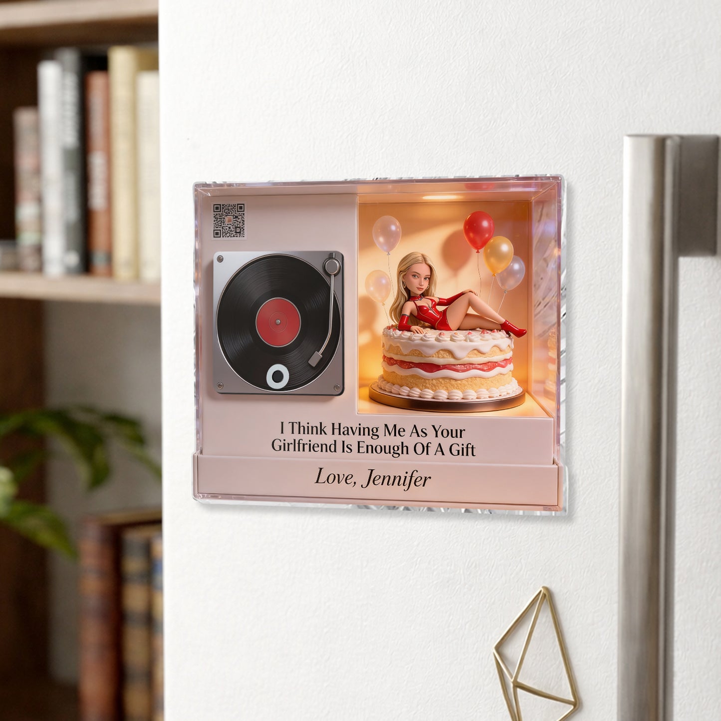 Having Me As Your Girlfriend Is Enough Of A Gift - Personalized Spicy Couple Custom Shape Music Magnet