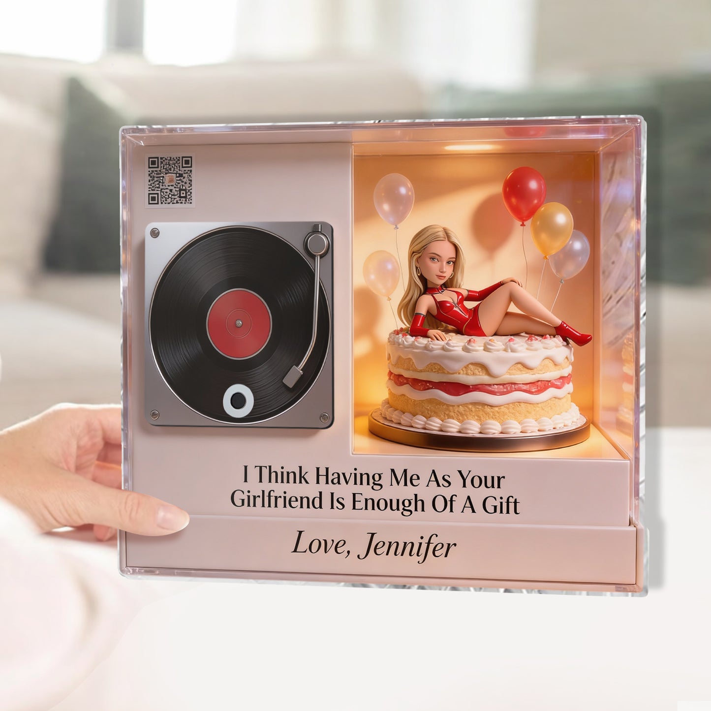 Having Me As Your Girlfriend Is Enough Of A Gift - Personalized Spicy Couple Custom Shape Music Magnet