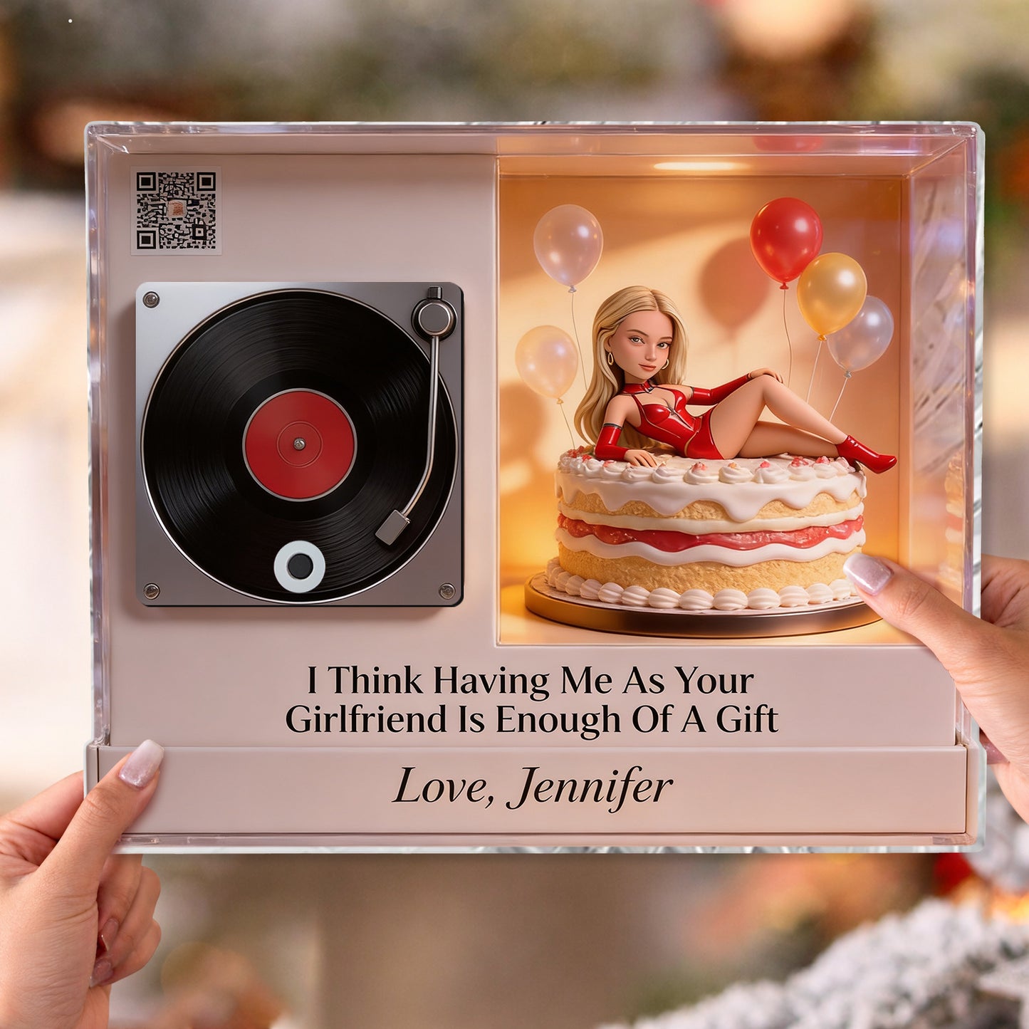 Having Me As Your Girlfriend Is Enough Of A Gift - Personalized Spicy Couple Custom Shape Music Magnet
