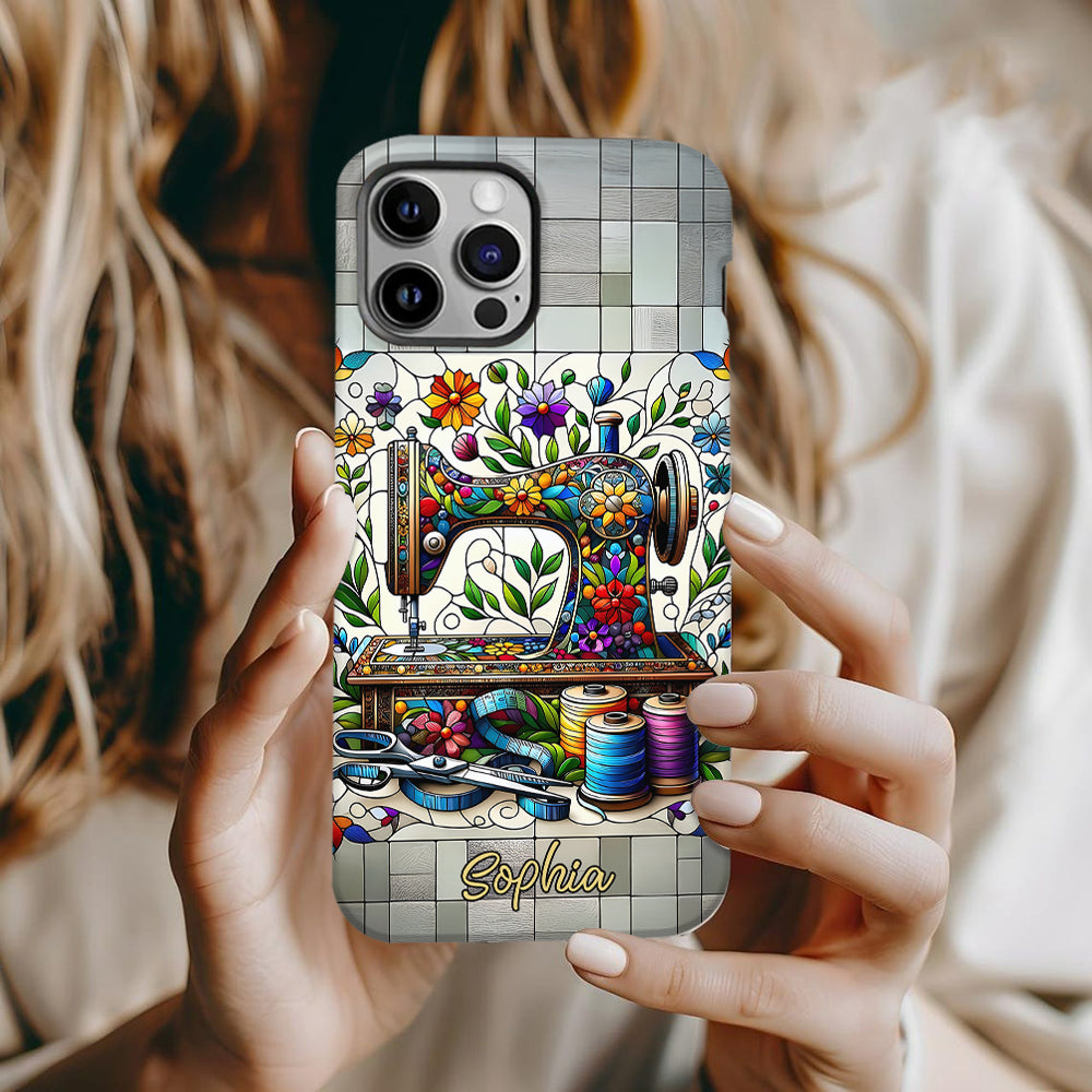 Ich liebe Nähen – Personalisierte Handyhülle mit Nähmotiv