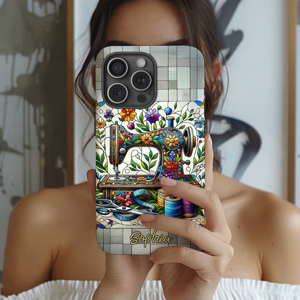 Ich liebe Nähen – Personalisierte Handyhülle mit Nähmotiv