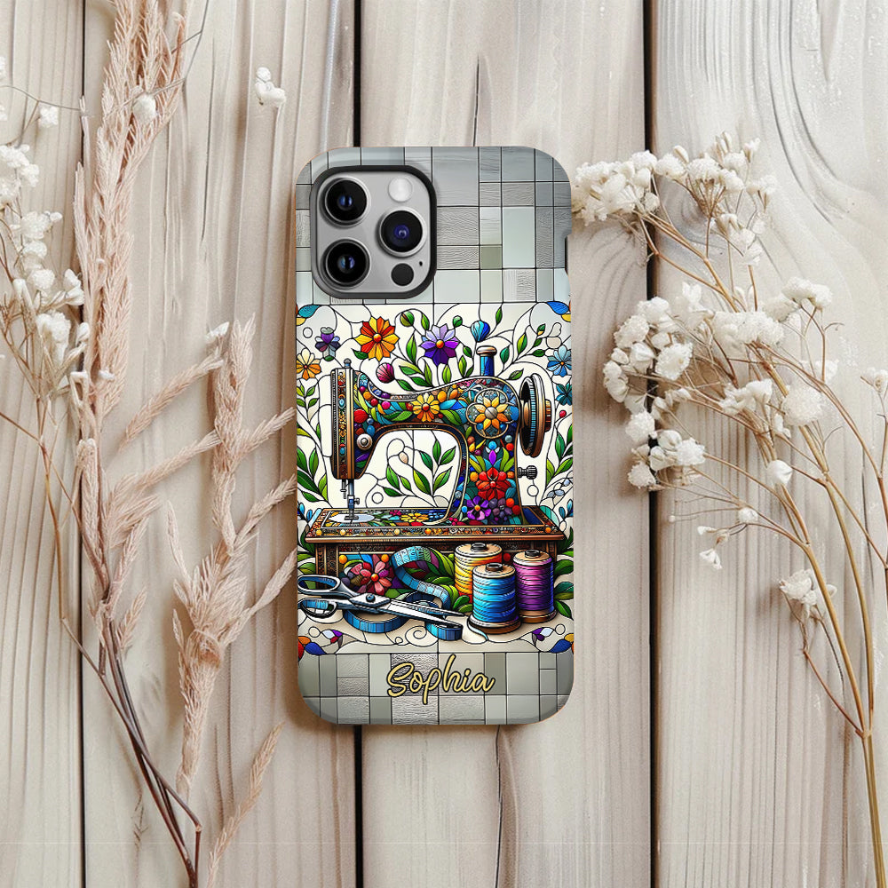 Ich liebe Nähen – Personalisierte Handyhülle mit Nähmotiv