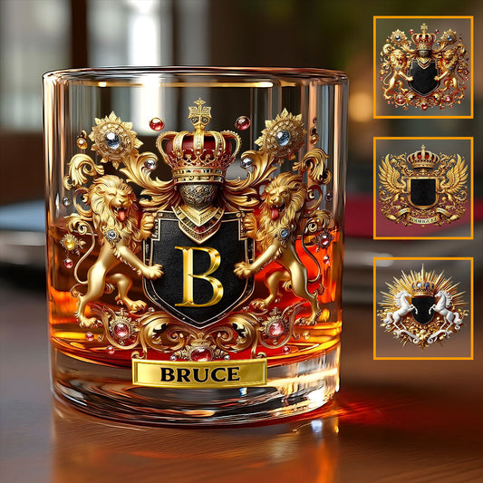Lion/ Eagle/ Horse Coat Of Arms - Personalized Whisky Whiskey Glass