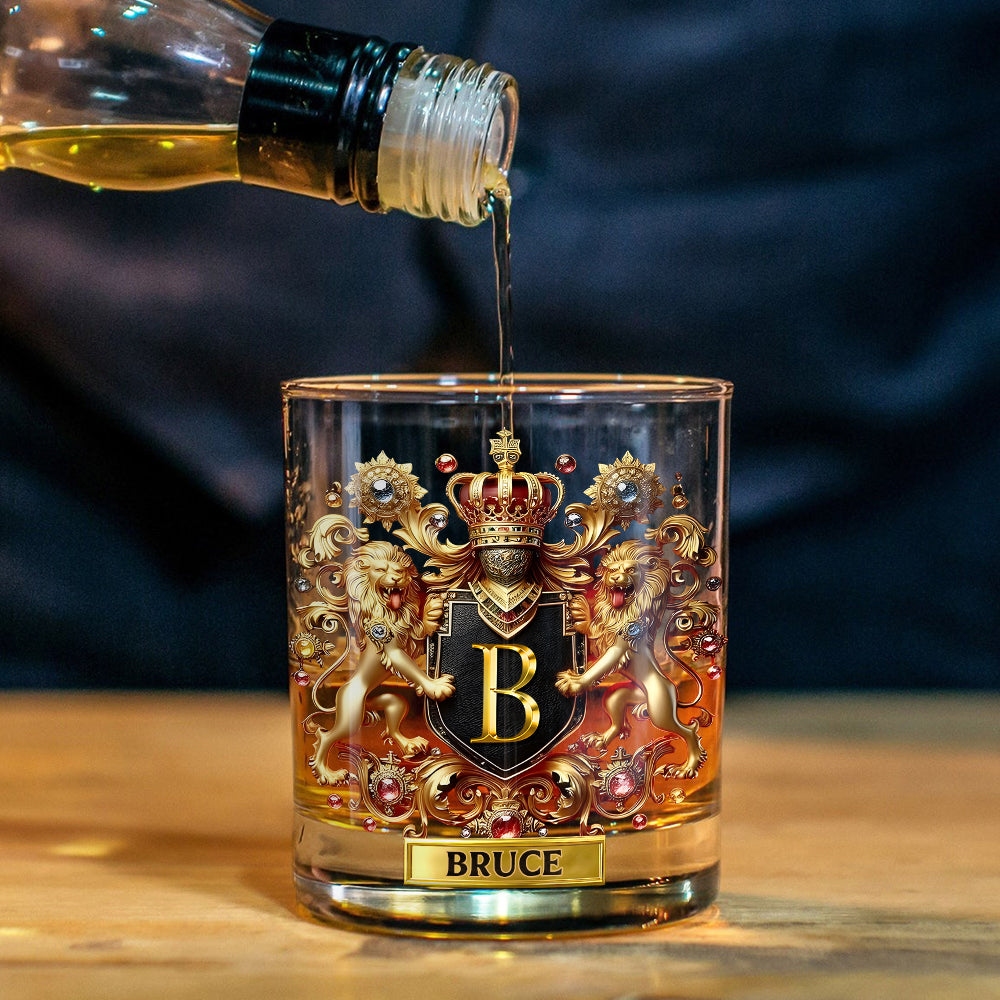 Wappen Löwe/Adler/Pferd – personalisiertes Whiskyglas