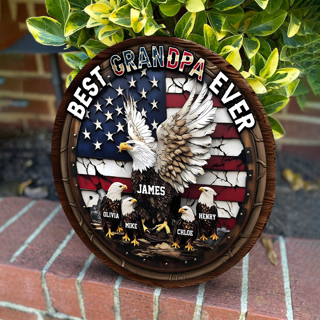 Bester Opa, Papa, Vater aller Zeiten - Personalisiertes rundes Holzschild für Väter