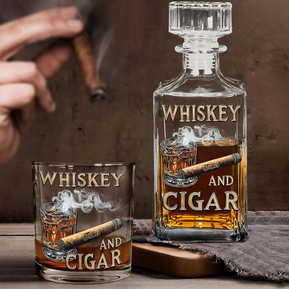 Whisky und Zigarre – Personalisiertes Whisky-Dekanter-Set