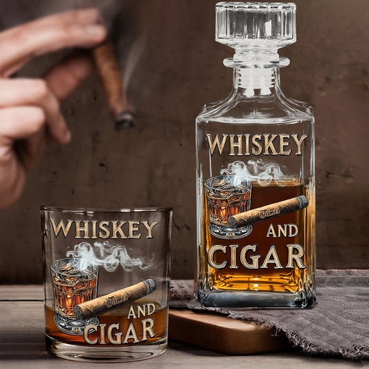 Whisky und Zigarre – Personalisiertes Whisky-Dekanter-Set