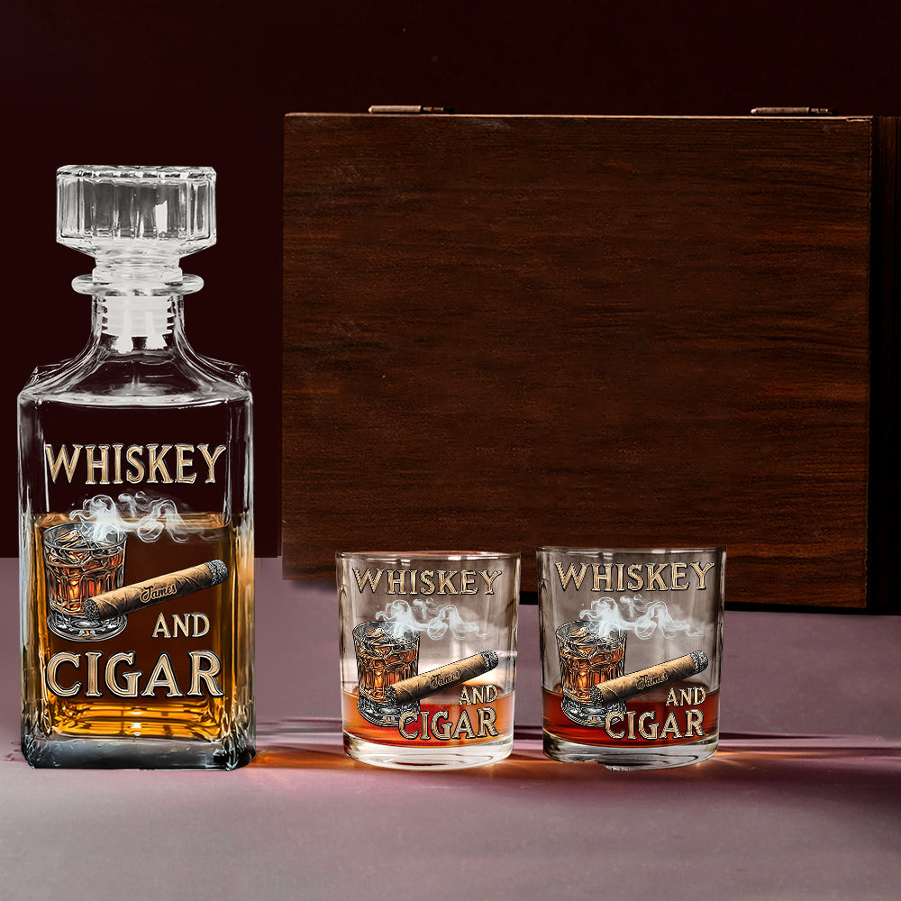 Whiskey And Cigar - Personalized Whisky Glass