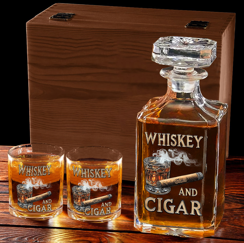 Whisky und Zigarre – Personalisiertes Whisky-Dekanter-Set