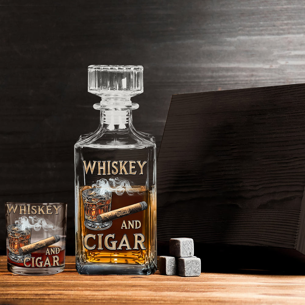 Whisky und Zigarre – Personalisiertes Whisky-Dekanter-Set
