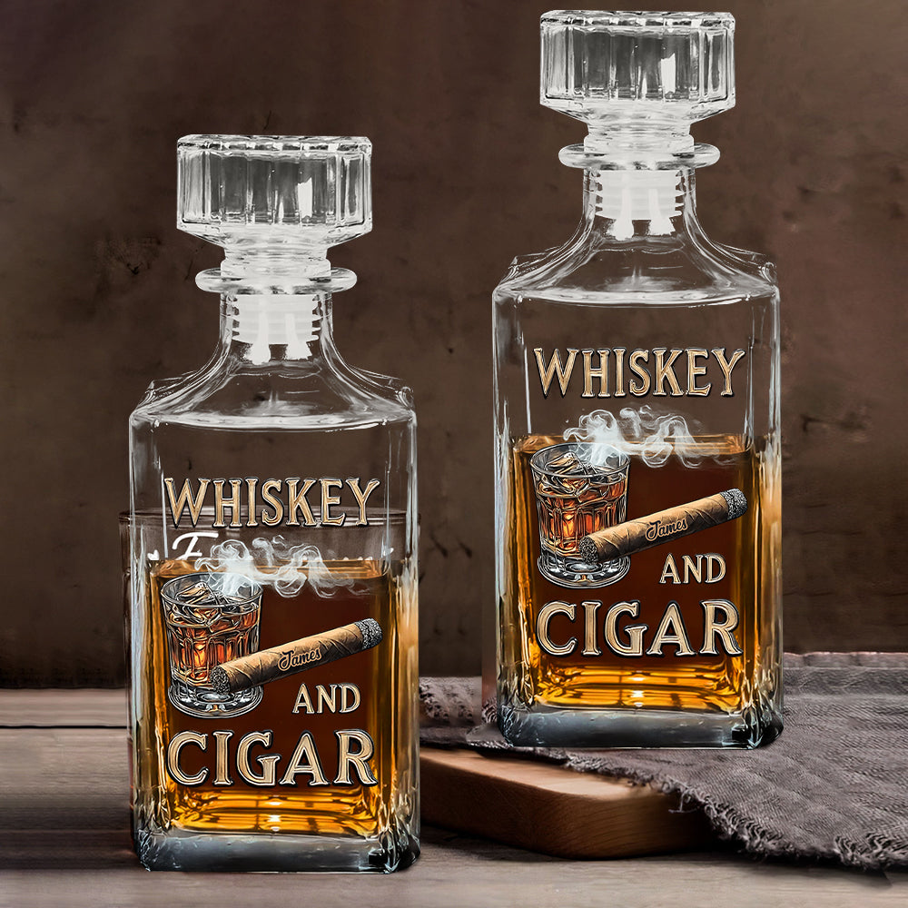 Whisky und Zigarre – Personalisiertes Whisky-Dekanter-Set