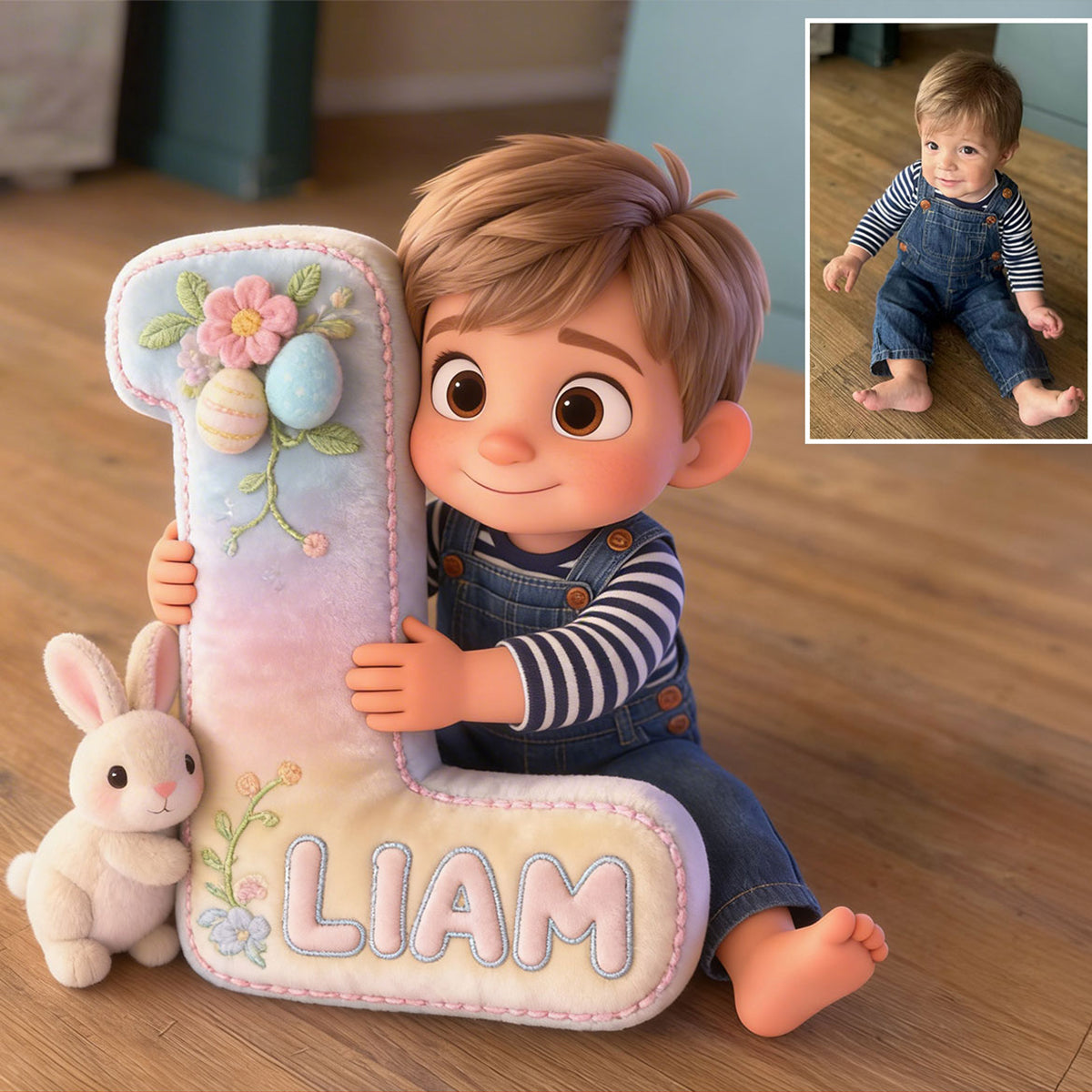 Custom Any Photo Best Easter Gift - Personalized Kid Premium Faux Fur Pillow