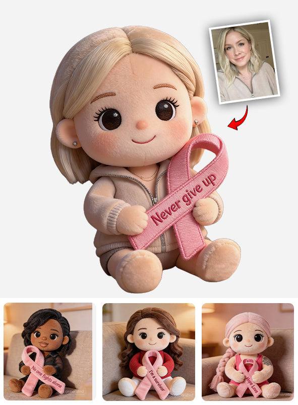 Brustkrebsvorsorge – Personalisiertes Kissen in Form eines Brustkrebs-Aufklärungskissens aus Kunstfell