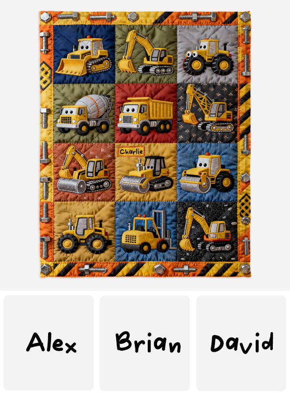 Construction Machines - Personalized Kid Blanket