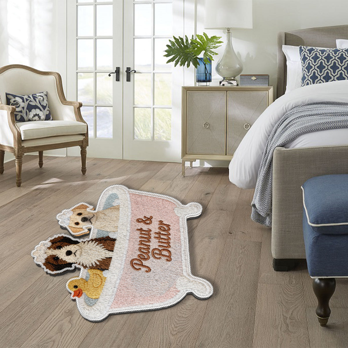 Maßgefertigter Badezimmerteppich für Haustierbesitzer – Personalisierter, rutschfester, getufteter Hundeteppich