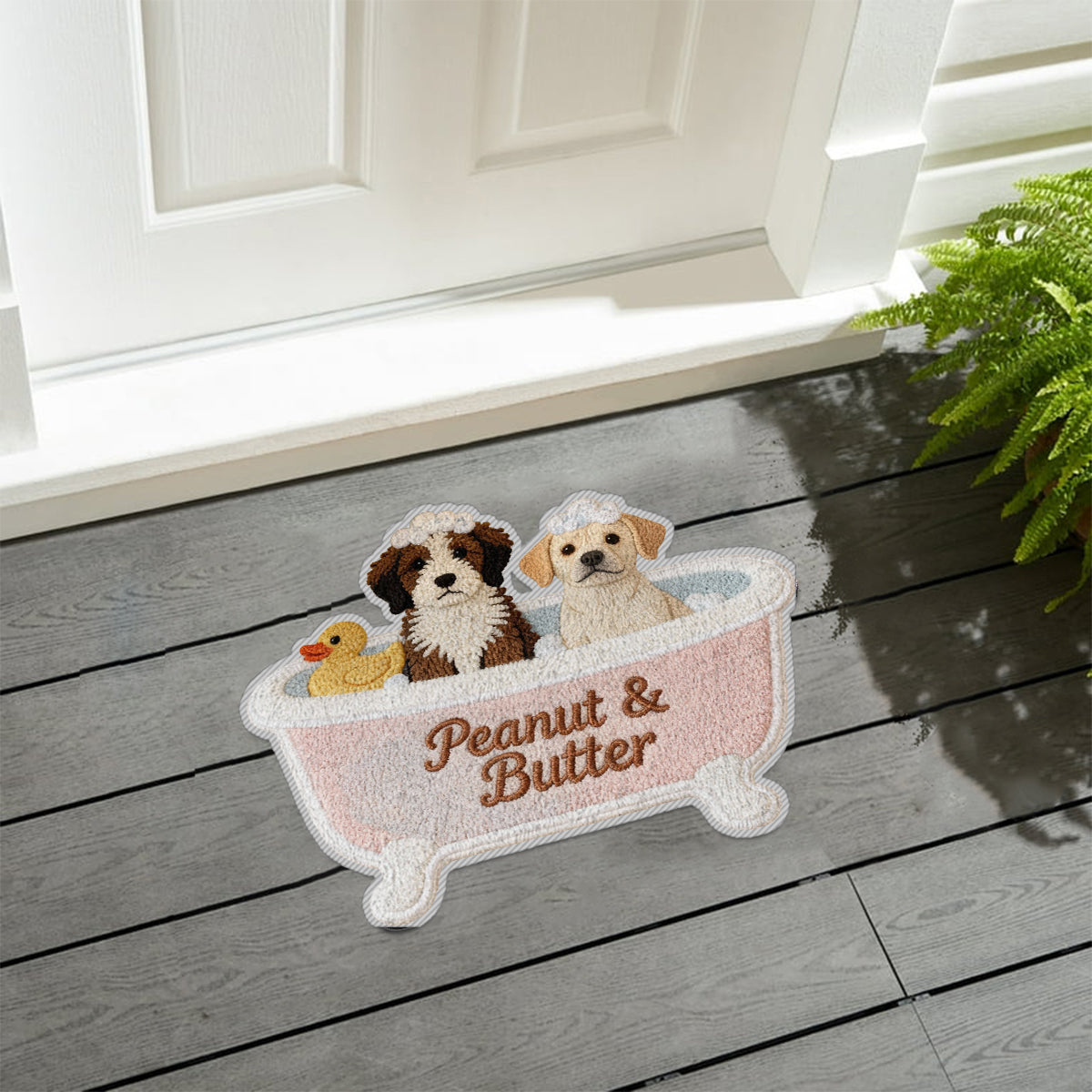 Maßgefertigter Badezimmerteppich für Haustierbesitzer – Personalisierter, rutschfester, getufteter Hundeteppich