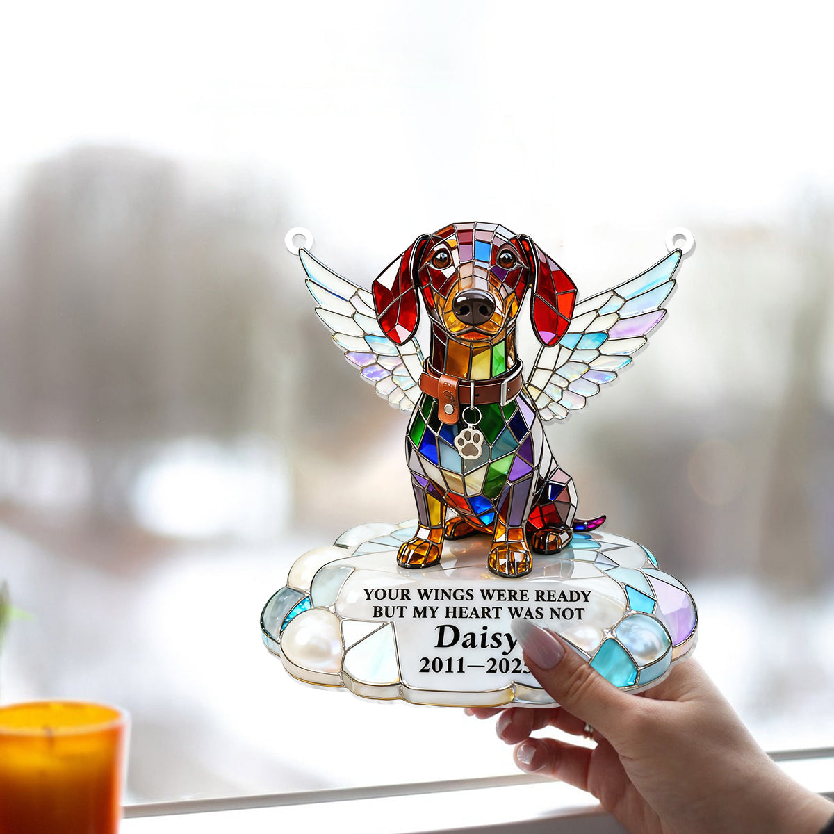 Your Wings Were Ready - Personalized Dog Window Hanging Suncatcher Ornament