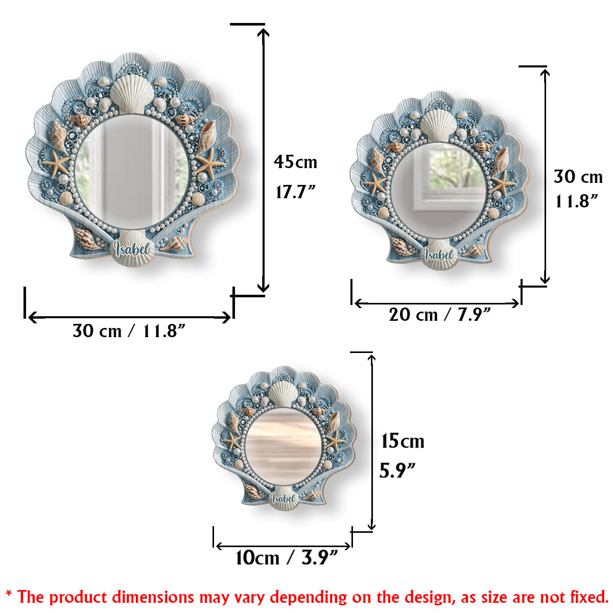 Wunderschöner Muschel-Wandspiegel für Meeresliebhaber – personalisierbar