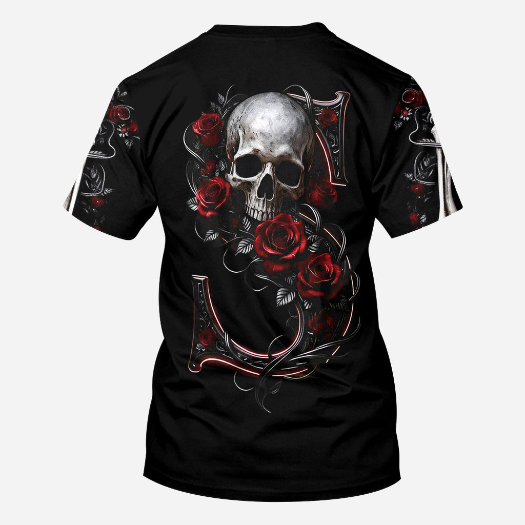 Rose & Skull – Personalisiertes Shirt mit Totenkopf-Allover-Print