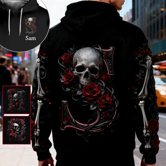 Rose & Skull – Personalisiertes Shirt mit Totenkopf-Allover-Print