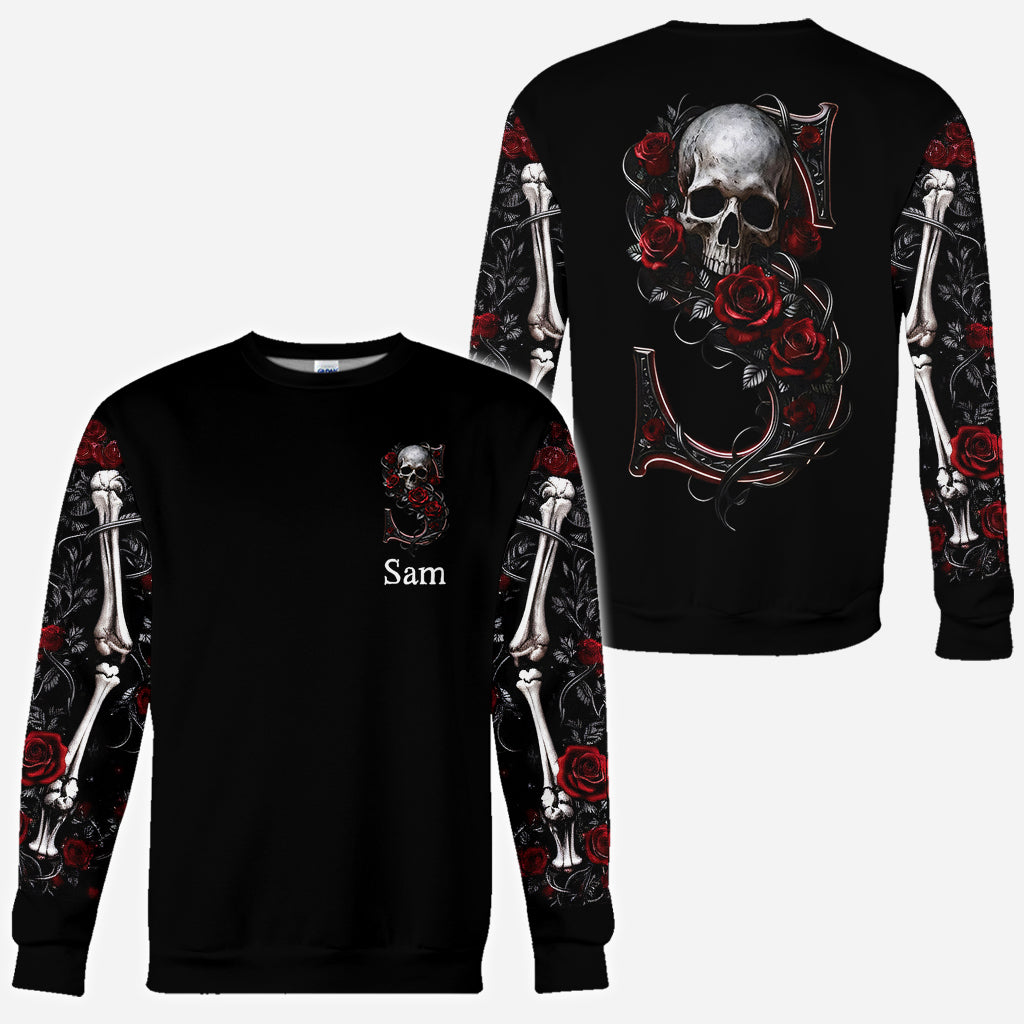 Rose & Skull – Personalisiertes Shirt mit Totenkopf-Allover-Print