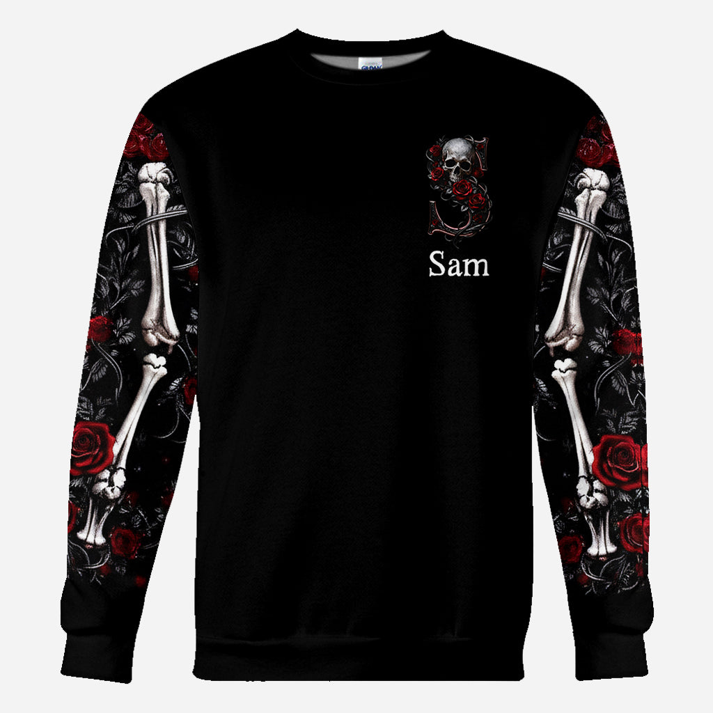Rose & Skull – Personalisiertes Shirt mit Totenkopf-Allover-Print