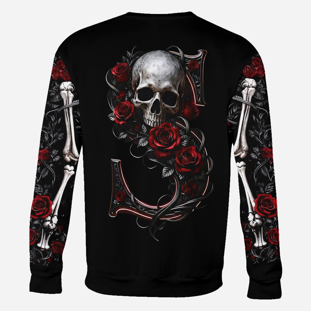 Rose & Skull – Personalisiertes Shirt mit Totenkopf-Allover-Print
