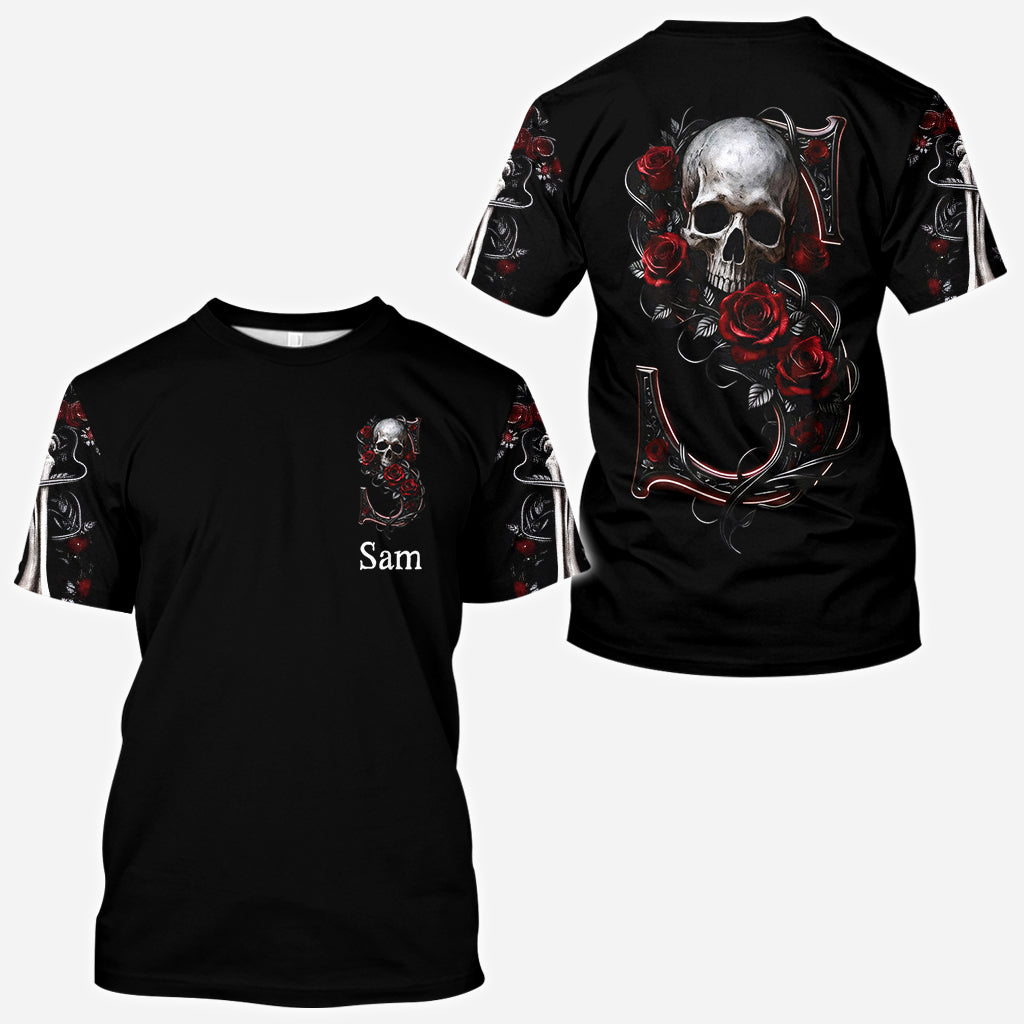 Rose & Skull – Personalisiertes Shirt mit Totenkopf-Allover-Print