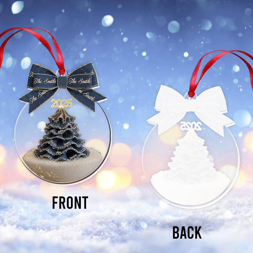 Frohe Weihnachten, Familie – Personalisierter transparenter Familienschmuck